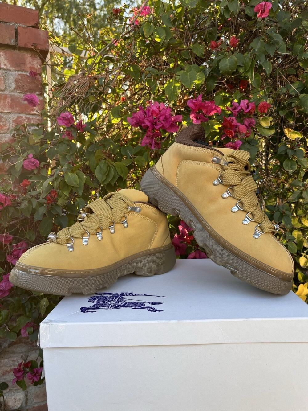 Burberry Manilla Leather Ankle Men’s Trek Boots Shoes Tan Sz 45 US 12